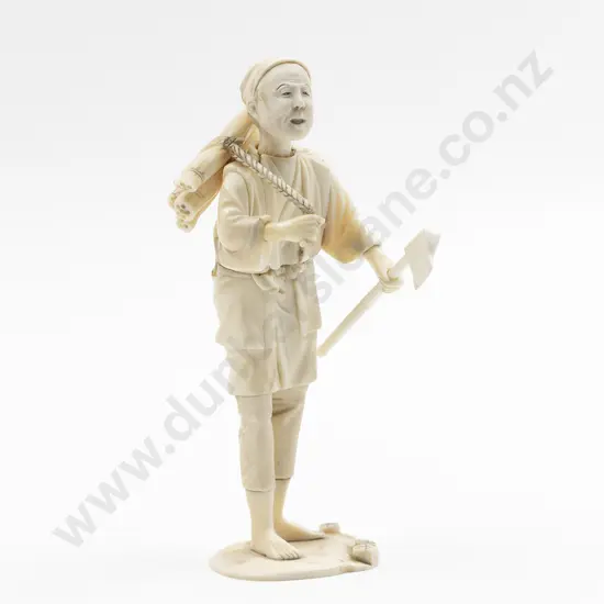 Japanese Carved Ivory Figure of a Woodsman