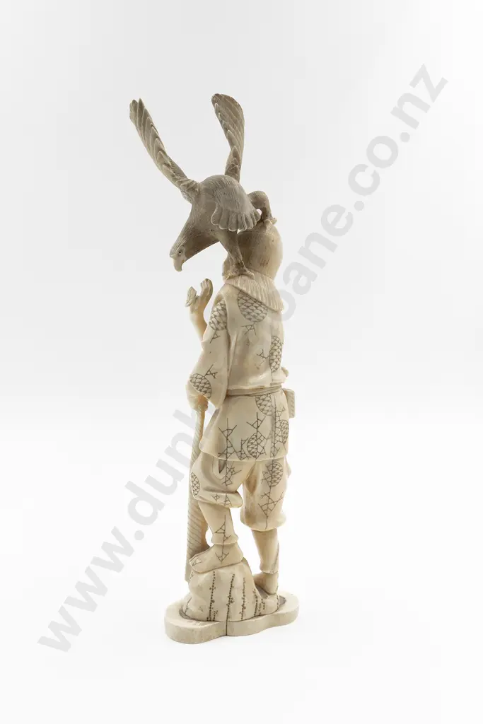 Japanese Carved Ivory Figure of a Huntsman Image 1++
