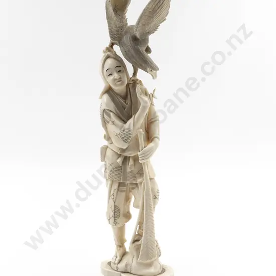 Japanese Carved Ivory Figure of a Huntsman