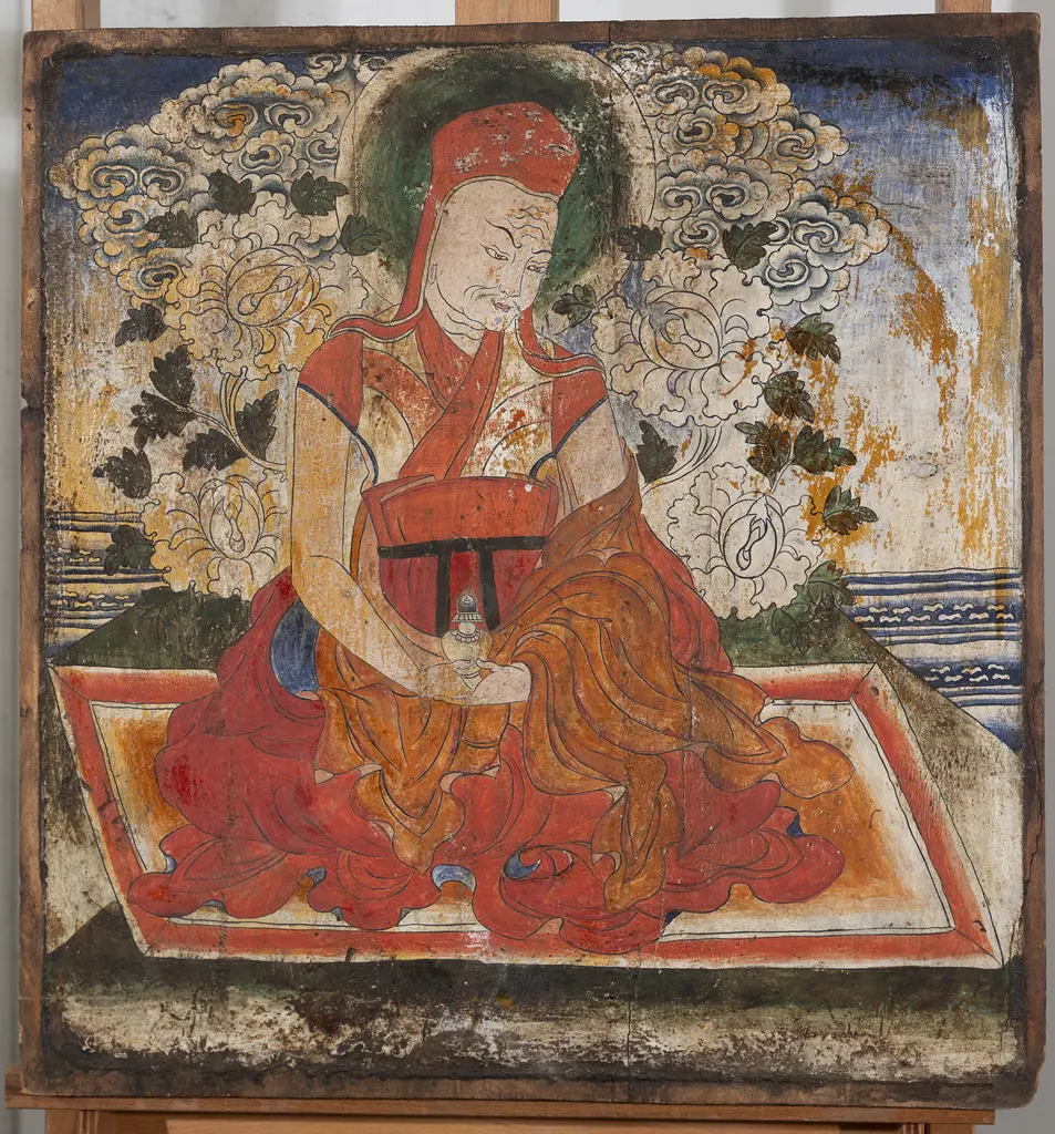 A Tibetan Painted Wood Panel of A Kagyu Tulku (Reincarnated Lama) Image 1++