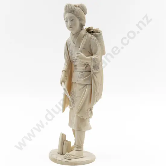 Japanese Carved Ivory Figure of a Gardener