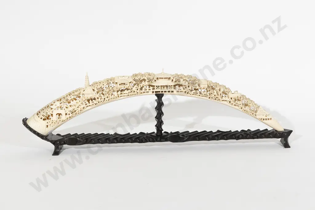 A Large and Impressive Chinese Carved Elephant Tusk Image 1++