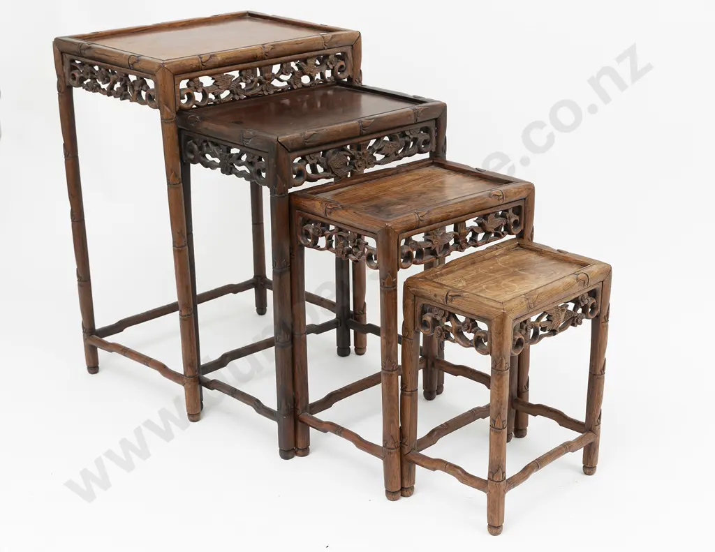 A Nest of Four Graduated Early 20th Century Chinese Rosewood Tables Image 1++