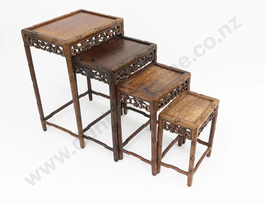 A Nest of Four Graduated Early 20th Century Chinese Rosewood Tables Image 1++