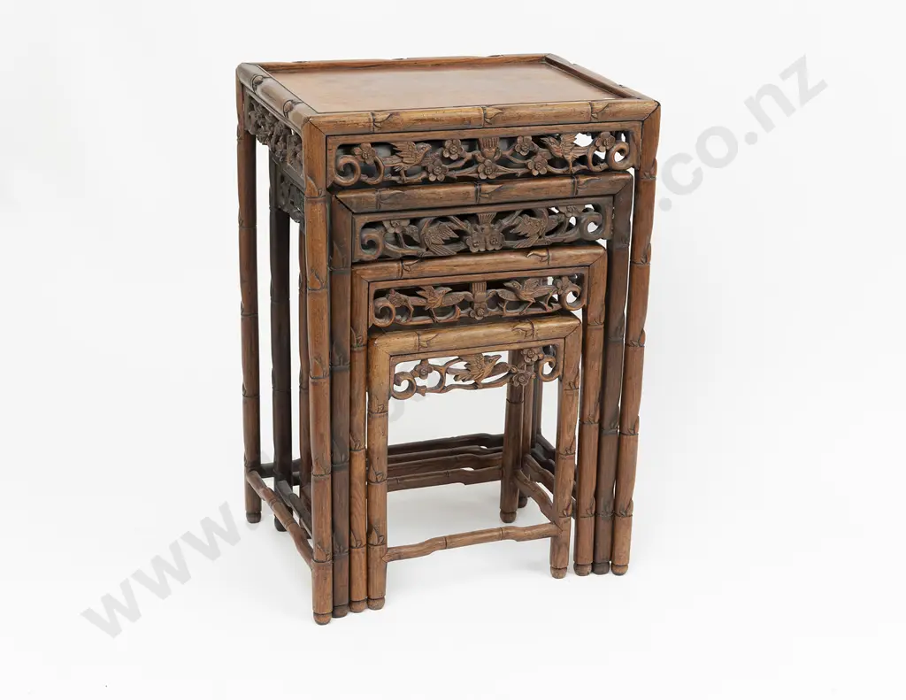 A Nest of Four Graduated Early 20th Century Chinese Rosewood Tables Image 1++