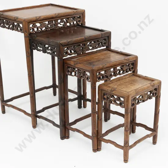 A Nest of Four Graduated Early 20th Century Chinese Rosewood Tables