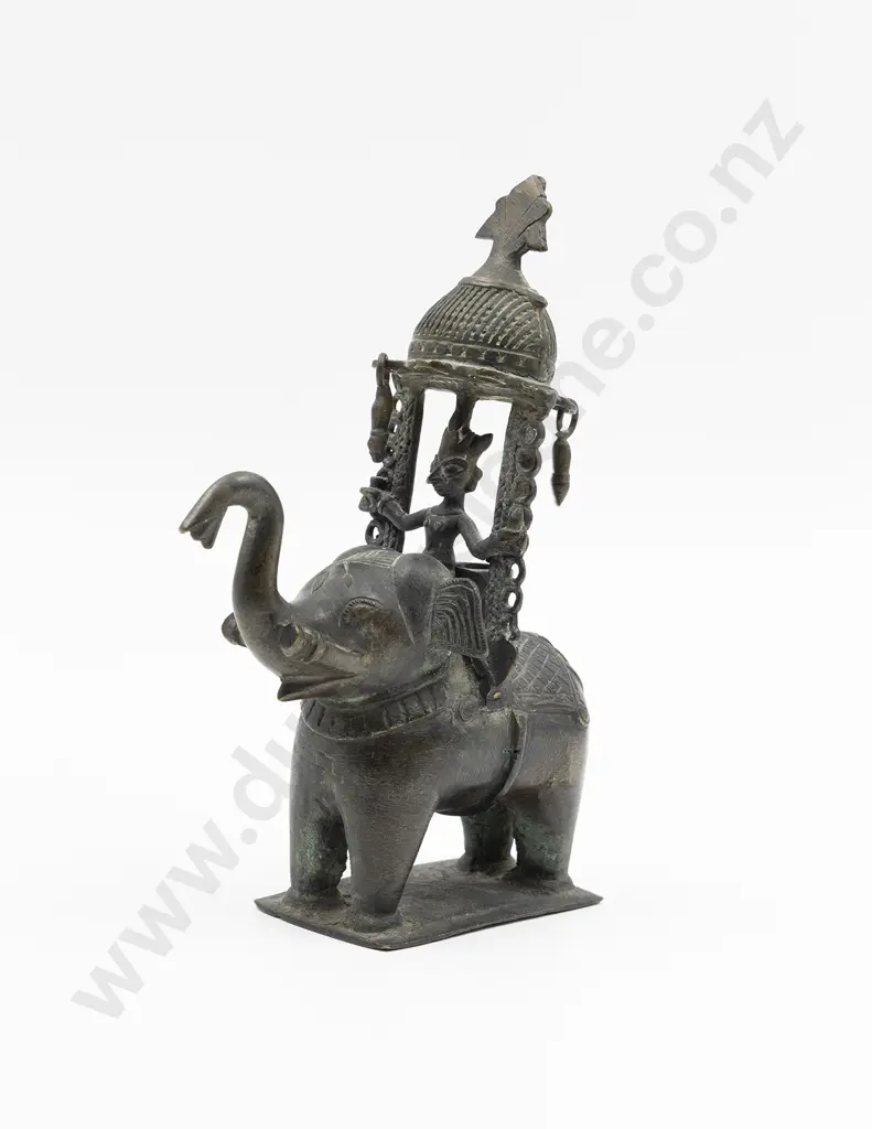 An Indian 19th Century Dhokra Bronze Elephant With A Figure Of The Hindu Warrior Khandoba Image 1++