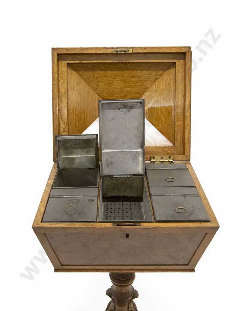 Victorian Pollard Oak Teapoy Image 1++