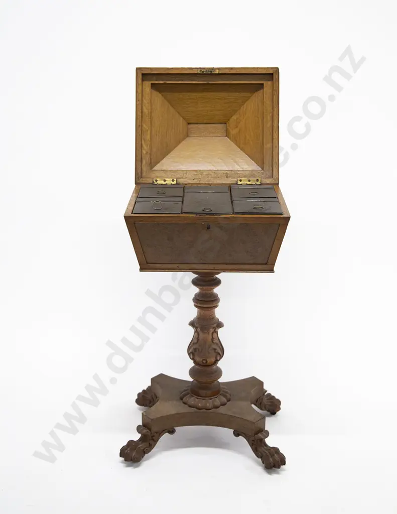 Victorian Pollard Oak Teapoy Image 1++