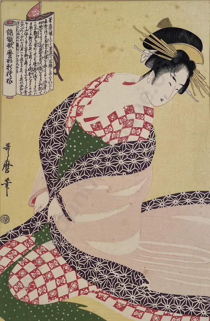 Four Japanese Ukiyo-e (Woodblock Prints) By Utamaro Image 1++