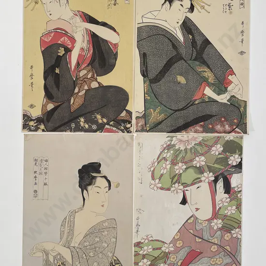 Four Japanese Ukiyo-e (Woodblock Prints) By Utamaro
