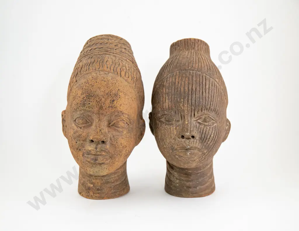 Two Ceramic Benin Heads Image 1++