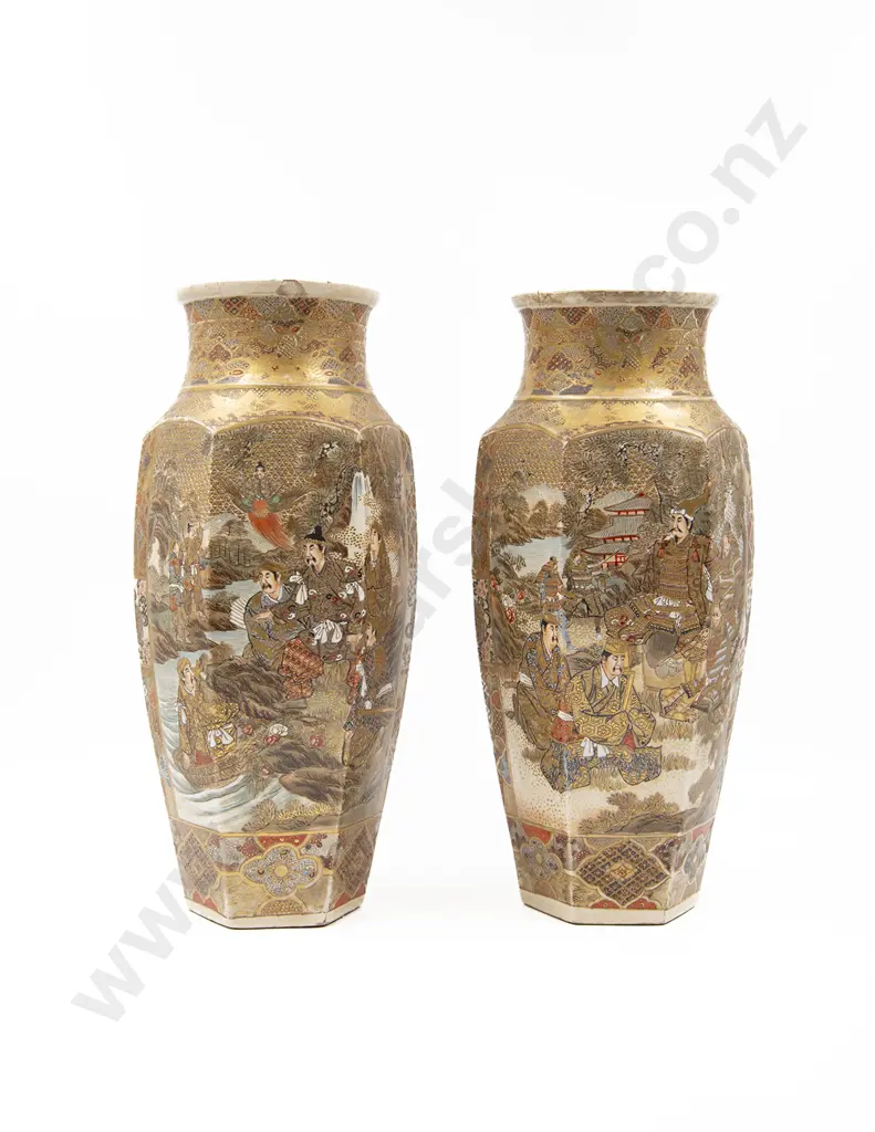 Pair of Meiji Period Satsuma Vases Image 1++