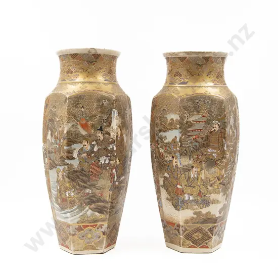 Pair of Meiji Period Satsuma Vases