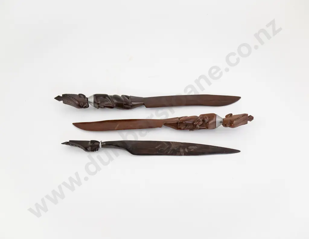 Three Ornamental African Carved Letter Openers Image 1++