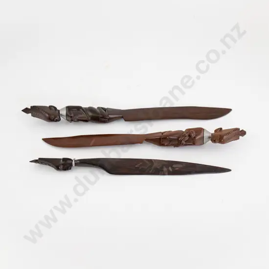 Three Ornamental African Carved Letter Openers
