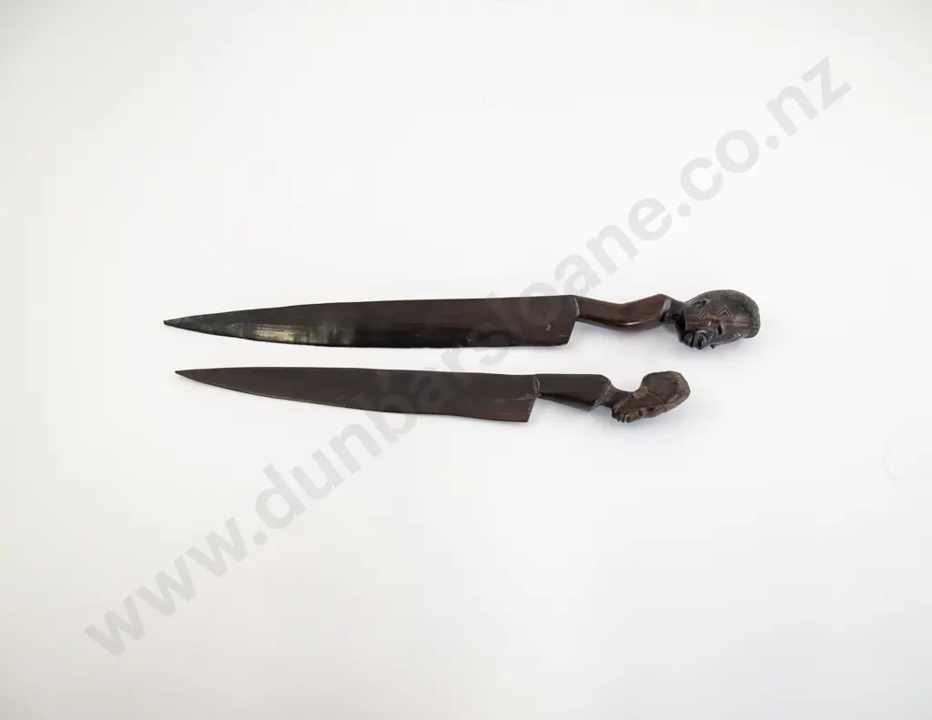 Two Ornamental African Carved Letter Openers Image 1++