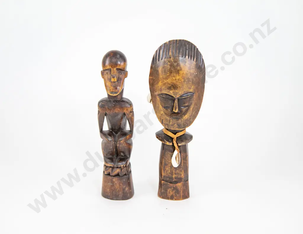 An African Fertility Doll And Another Carved Figure Image 1++
