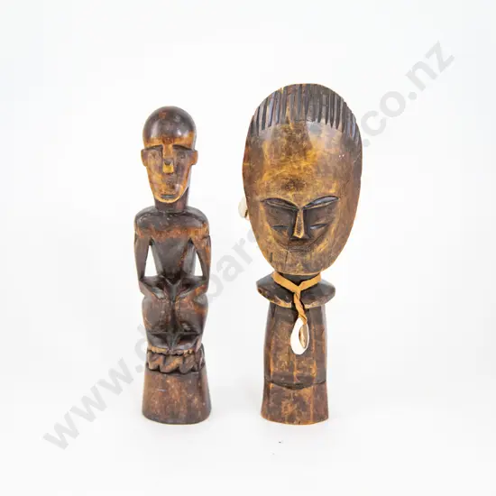 An African Fertility Doll And Another Carved Figure