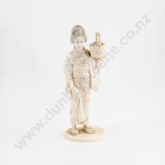 A Japanese Meiji Period Ivory Bijin Figure
