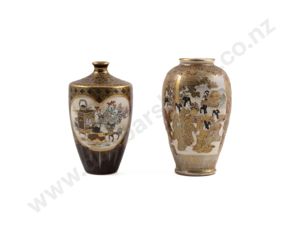 Two Small Meiji Period Satsuma Vases Image 1++