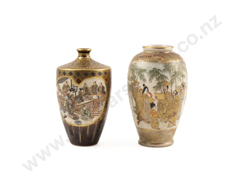 Two Small Meiji Period Satsuma Vases Image 1++