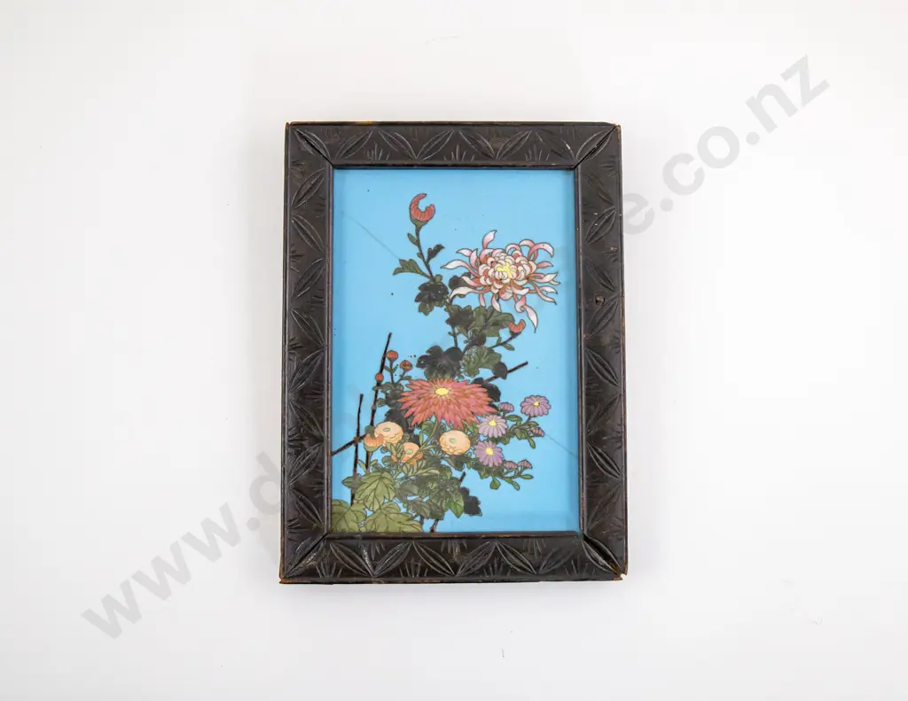 A Meiji Period Japanese Plaque Painted With Flowers Image 1++