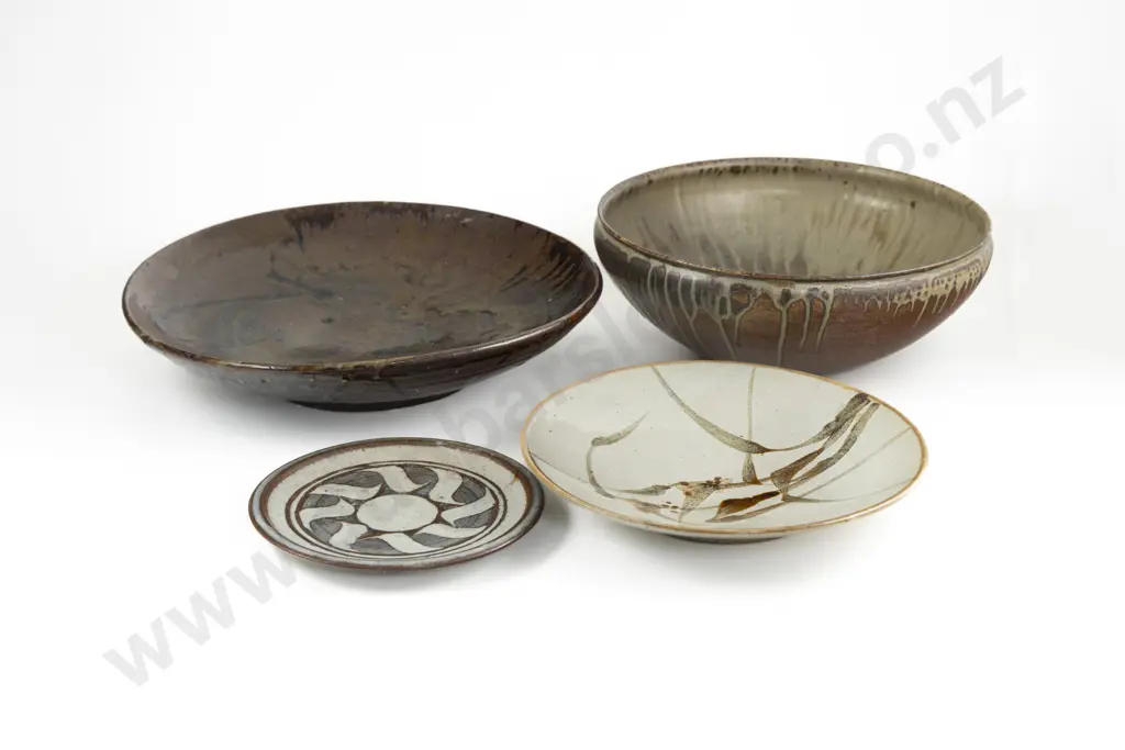 Two Large Japanese Stoneware Bowl And Two Japanese Plates Image 1++