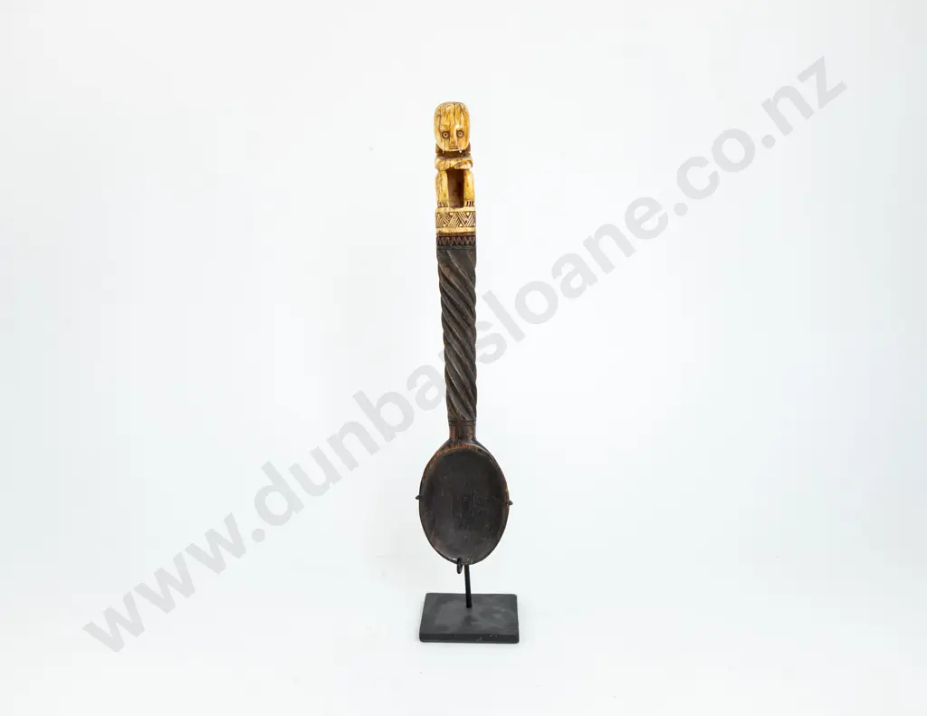 An Indonesian Carved Wood Spoon With An Ivory Finial Image 1++