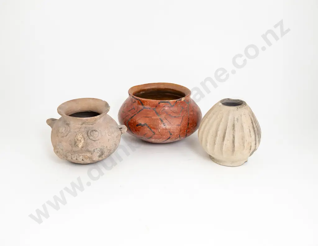 Three Pre-Columbian Clay Vessels Image 1++