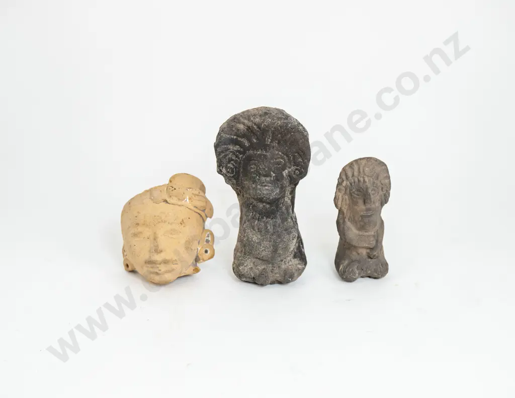 Three Pre-Columbian Clay Figures Image 1++