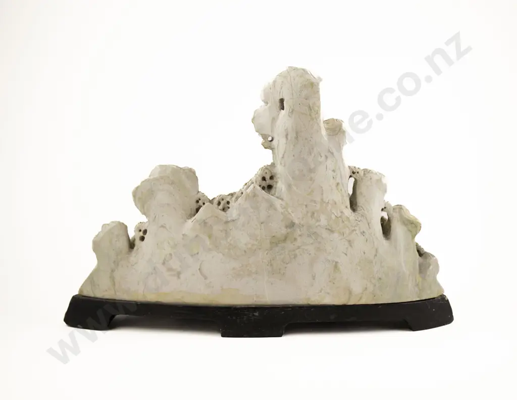 A Large Chinese Soapstone Carving Of A Mountainous Landscape Image 1++