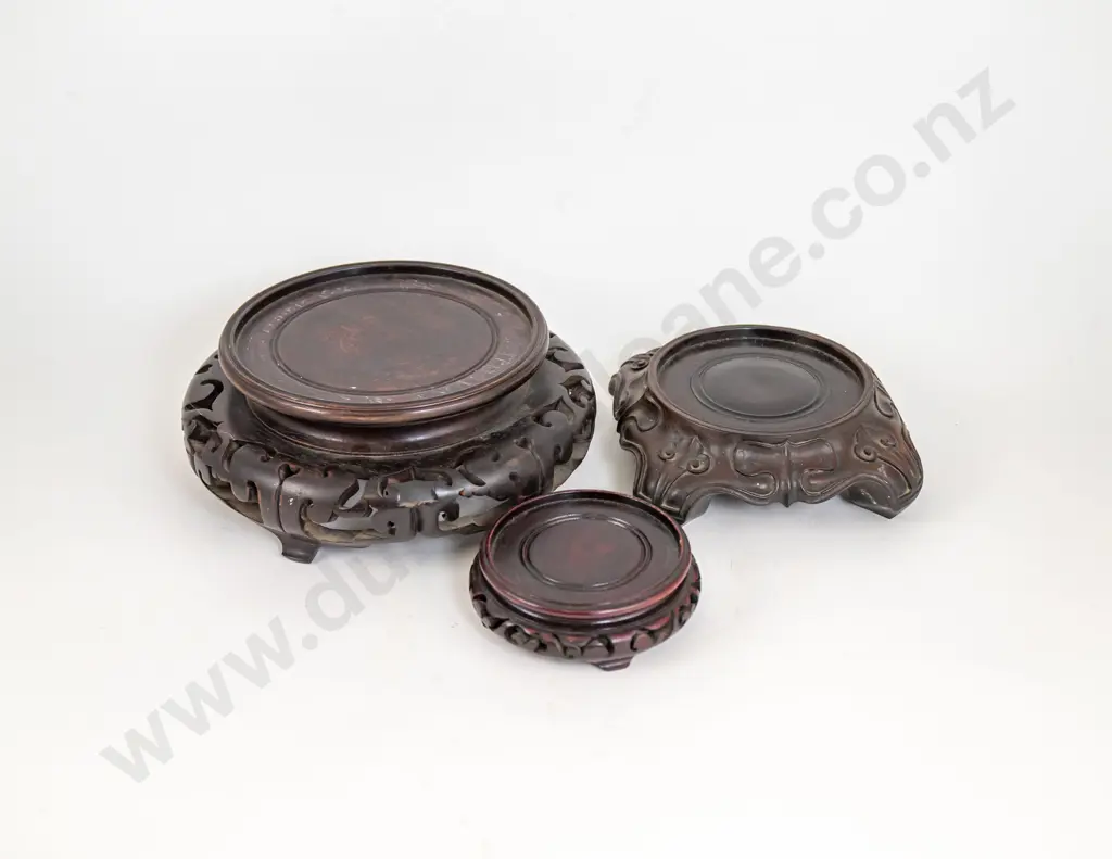 Three Chinese Carved Wood Stands Image 1++