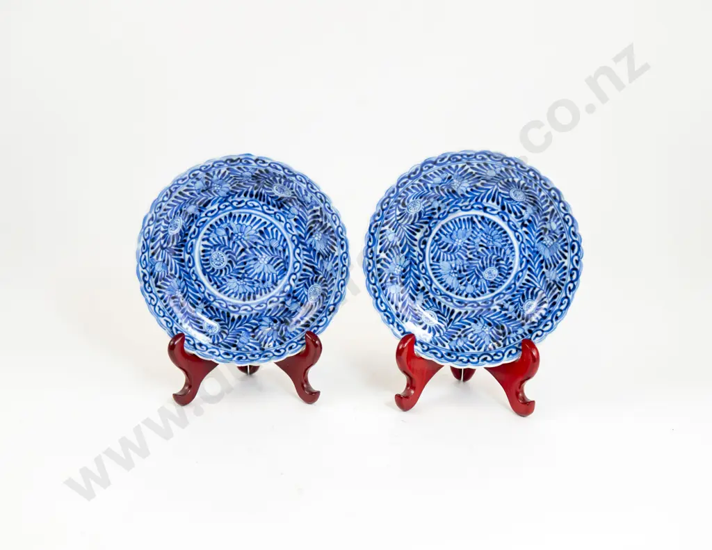 Two Late Period Qing Dynasty Blue And White Plates Image 1++