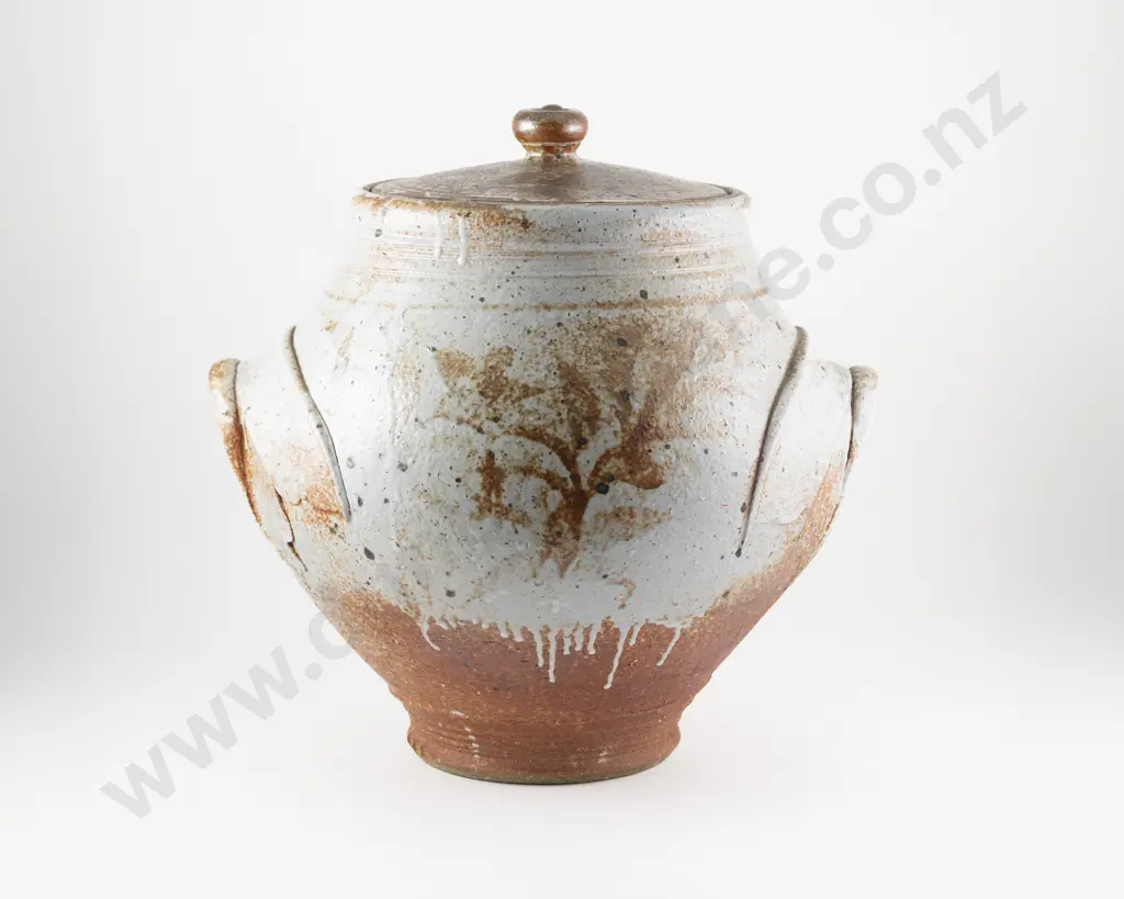 Very Large NZ Pottery Lidded Crock Image 1++