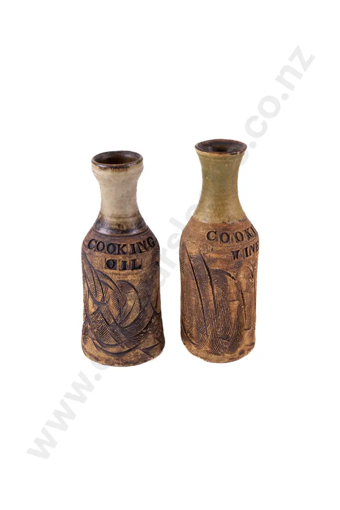 Janet Wright Oil & Cooking Wine Bottles (2) Image 1++