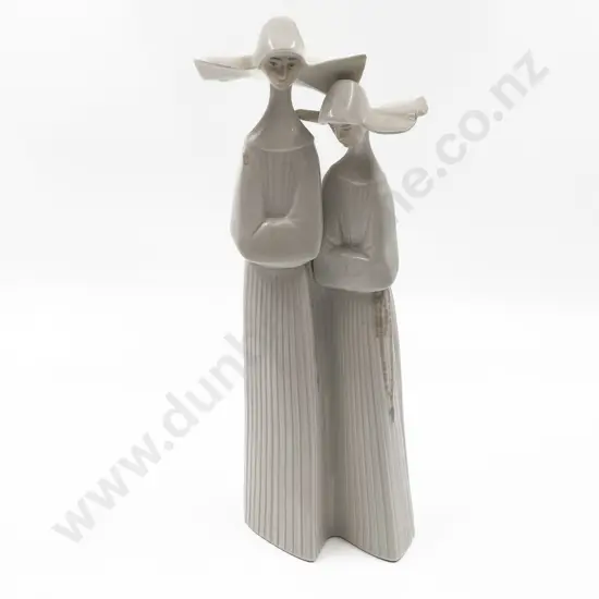 Lladro Figure Group of Two Nuns
