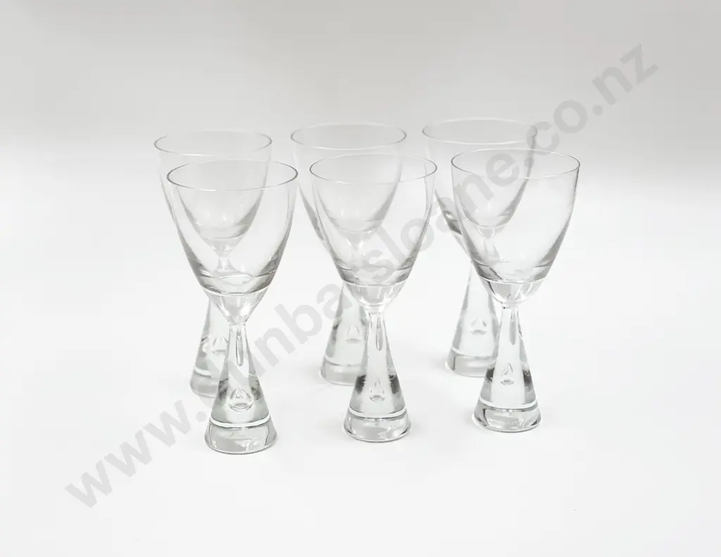 Set of Six Mid C20th Wine Glasses H.G Etched to Base Image 1++
