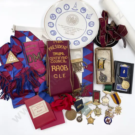 Collection Masonic Apron Ribbon Medals and Gear