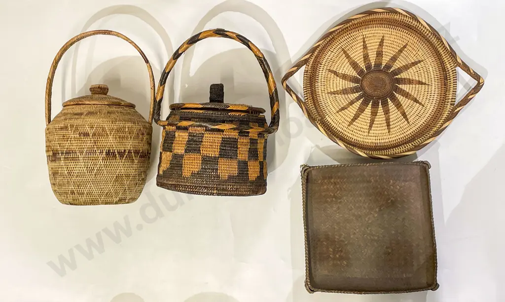 Two Woven Baskets and Two Trays Image 1++