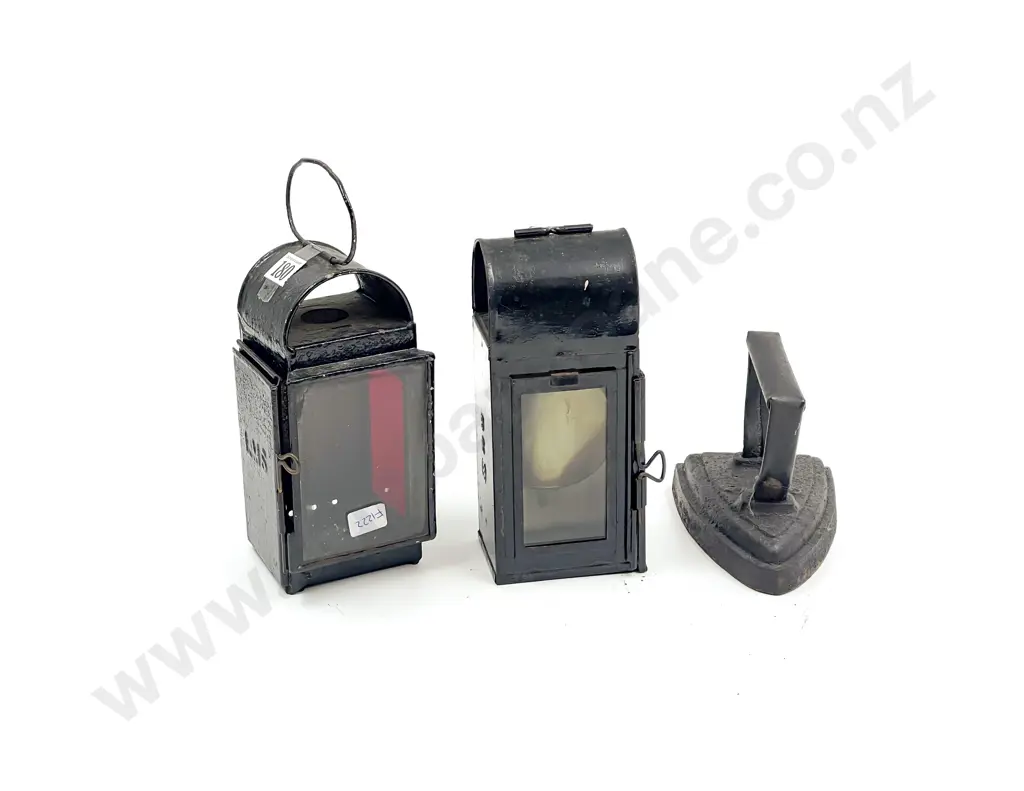 Vintage LMS Railway Lantern another and Flat Iron Image 1++