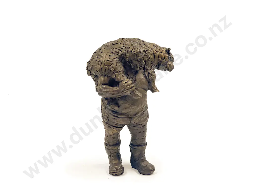 Bronze Figure of Farmer with Sheep Signed M.G Image 1++