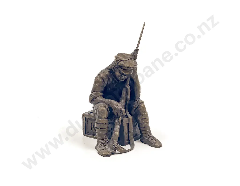 Bronze Figure of Soldier Signed M.G Image 1++