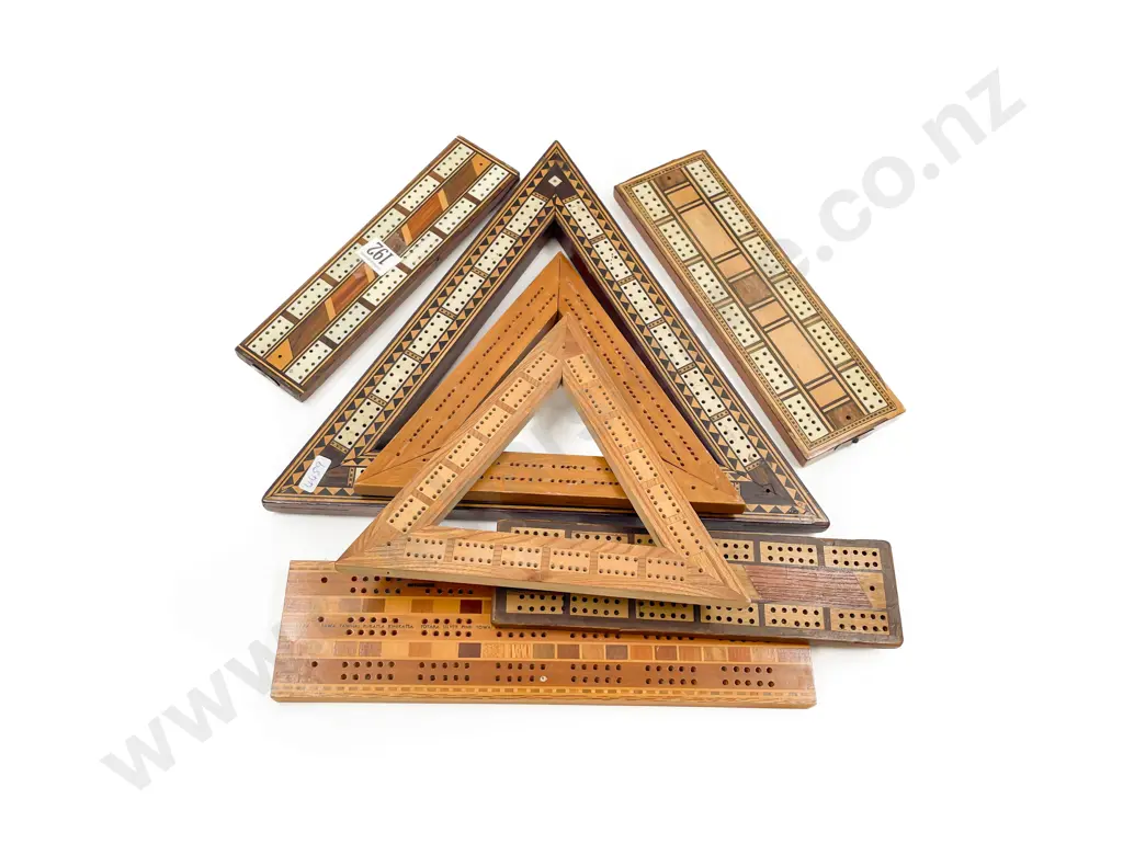 Seven Assorted Vintage Wooden Game Counter Holders Image 1++