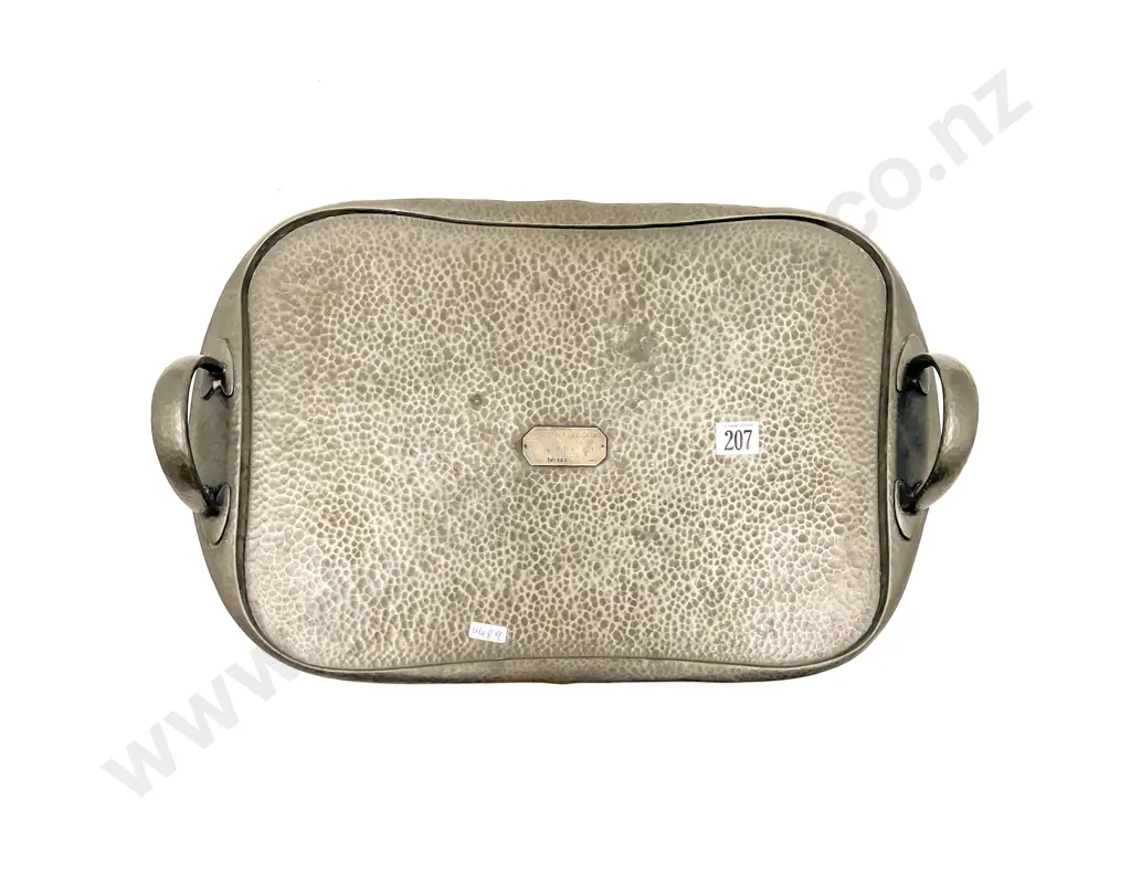 English Pewter Tray with S/S Presentation Plaque Image 1++