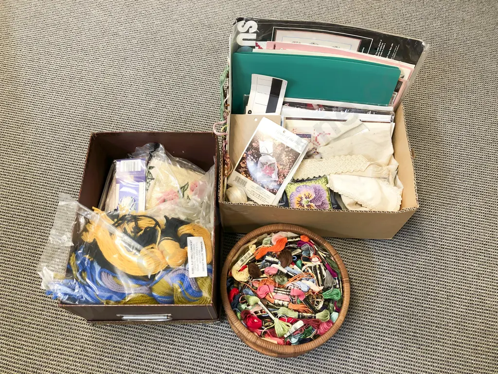 Two Boxes of Assorted Sewing Fabric Material etc. Image 1++