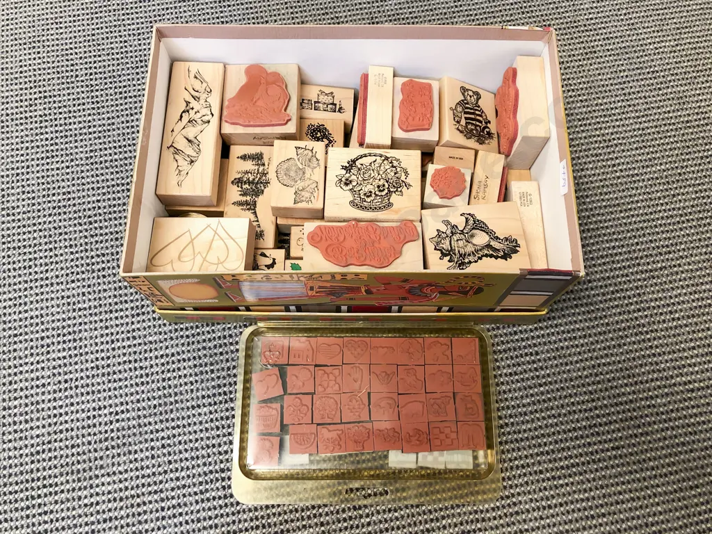 Box of Assorted Decorative Stamp Blocks etc. Image 1++
