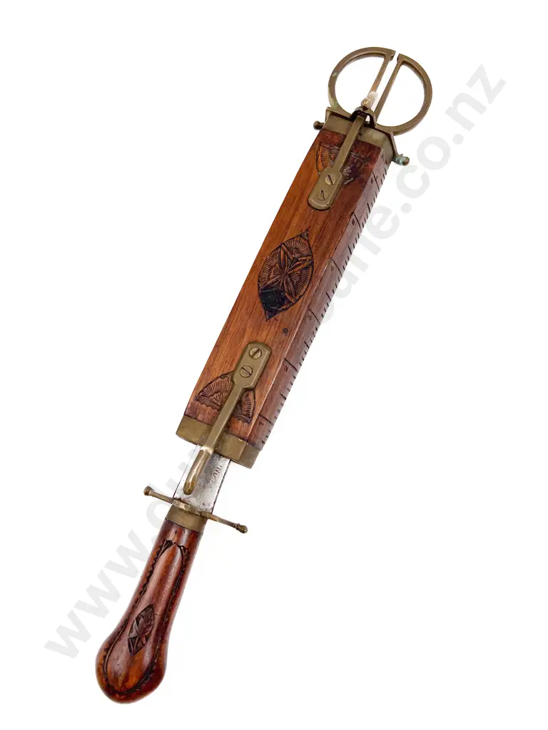 Indian Brass and Carved Knife and Scissor Set Image 1++