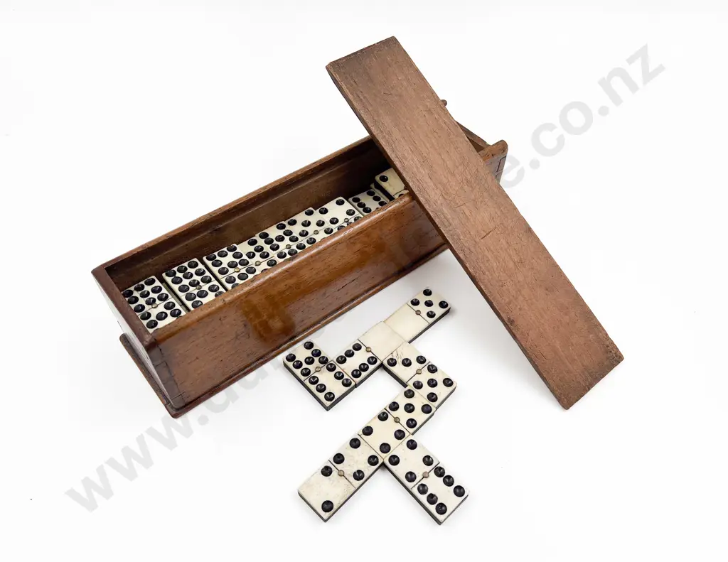 Vintage Set of Dominoes in Case Image 1++
