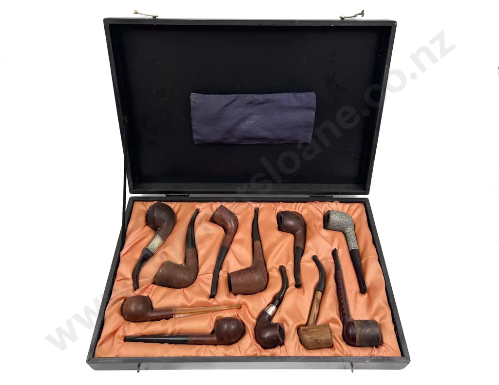 Cased Set of Eleven Assorted Vintage Smoking Pipes Image 1++